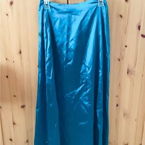 🗽 Irridescent TEAL Vintage Skirt MAXI BOHEMIAN COOL  Sz Tiny Waist NWOT